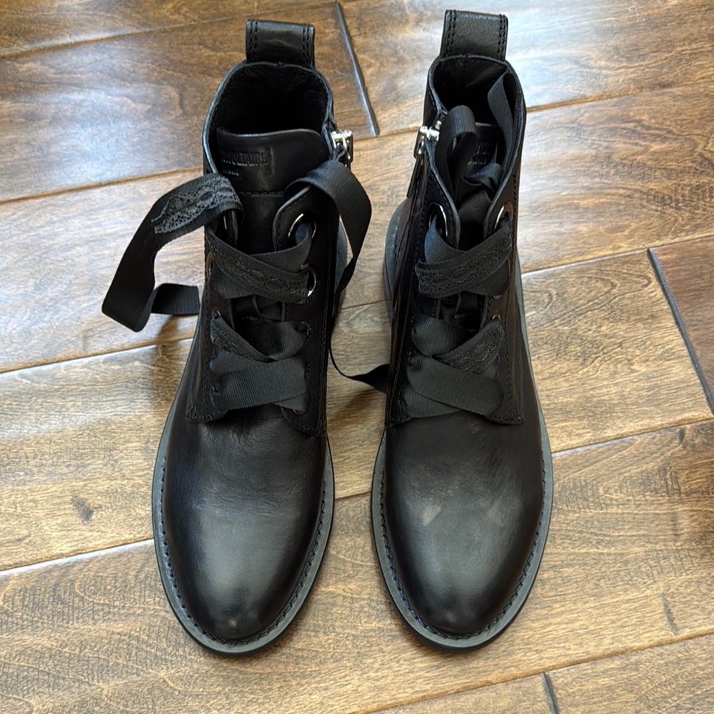 NIB Zadig & Voltaire Black Leather Laureen Boots - Size 41 (US 11)